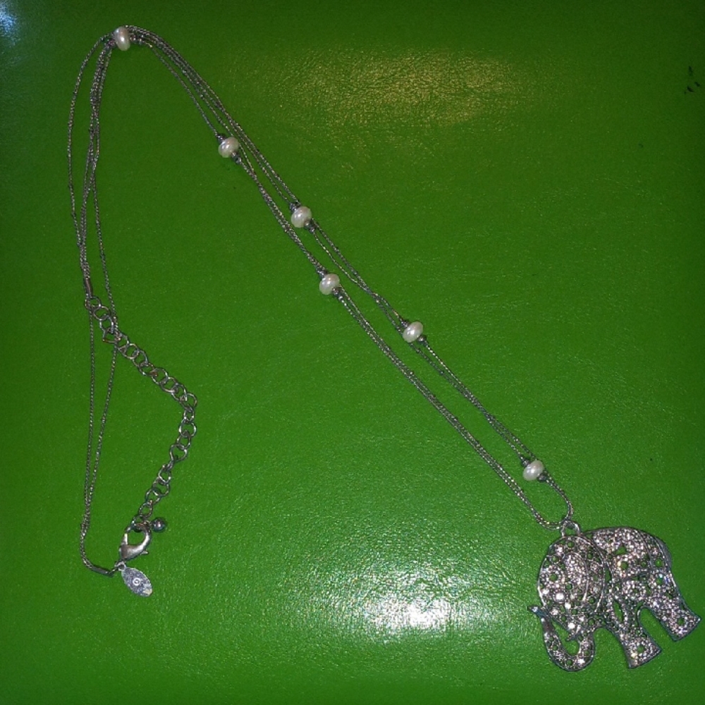 Chico's Silver Elephant Pendant Necklace